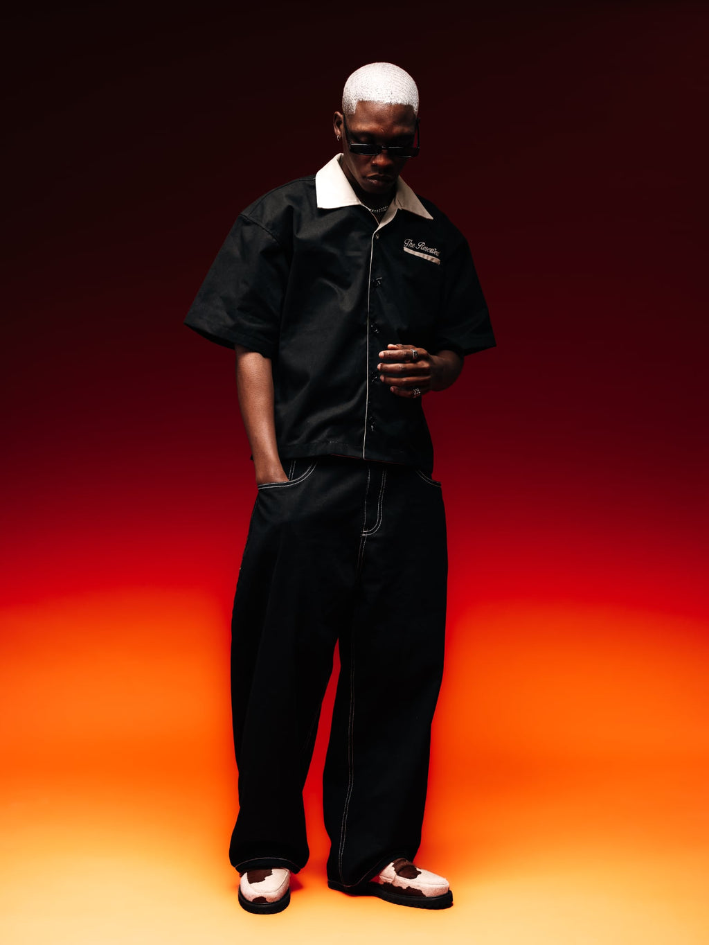 "SCRIPT" CAMP COLLAR POLO